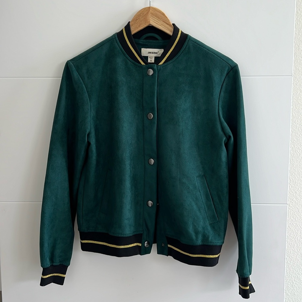 Jak & Rae Green Suede Bomber Jacket